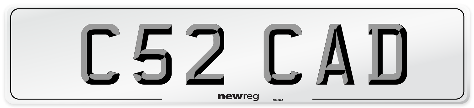 C52 CAD Number Plate from New Reg